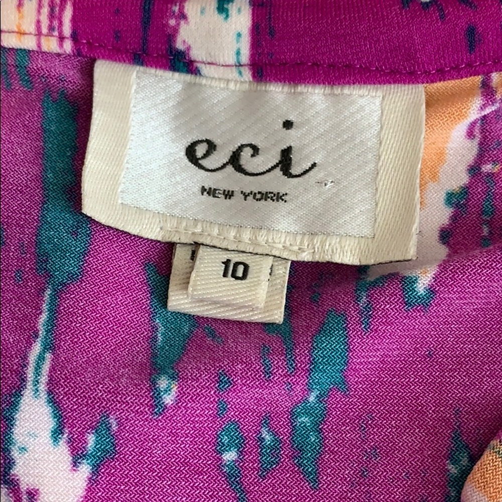 ECI Purple Abstract Print V-Neck Dress 10 - Picture 6 of 7